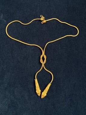 Rare- Vintage MMA.WAG‎  Double Head Snake Lariat Gold tone Necklace